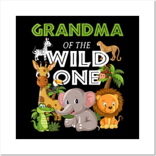 Grandma of the Wild One Zoo Birthday Safari Jungle Animal Posters and Art